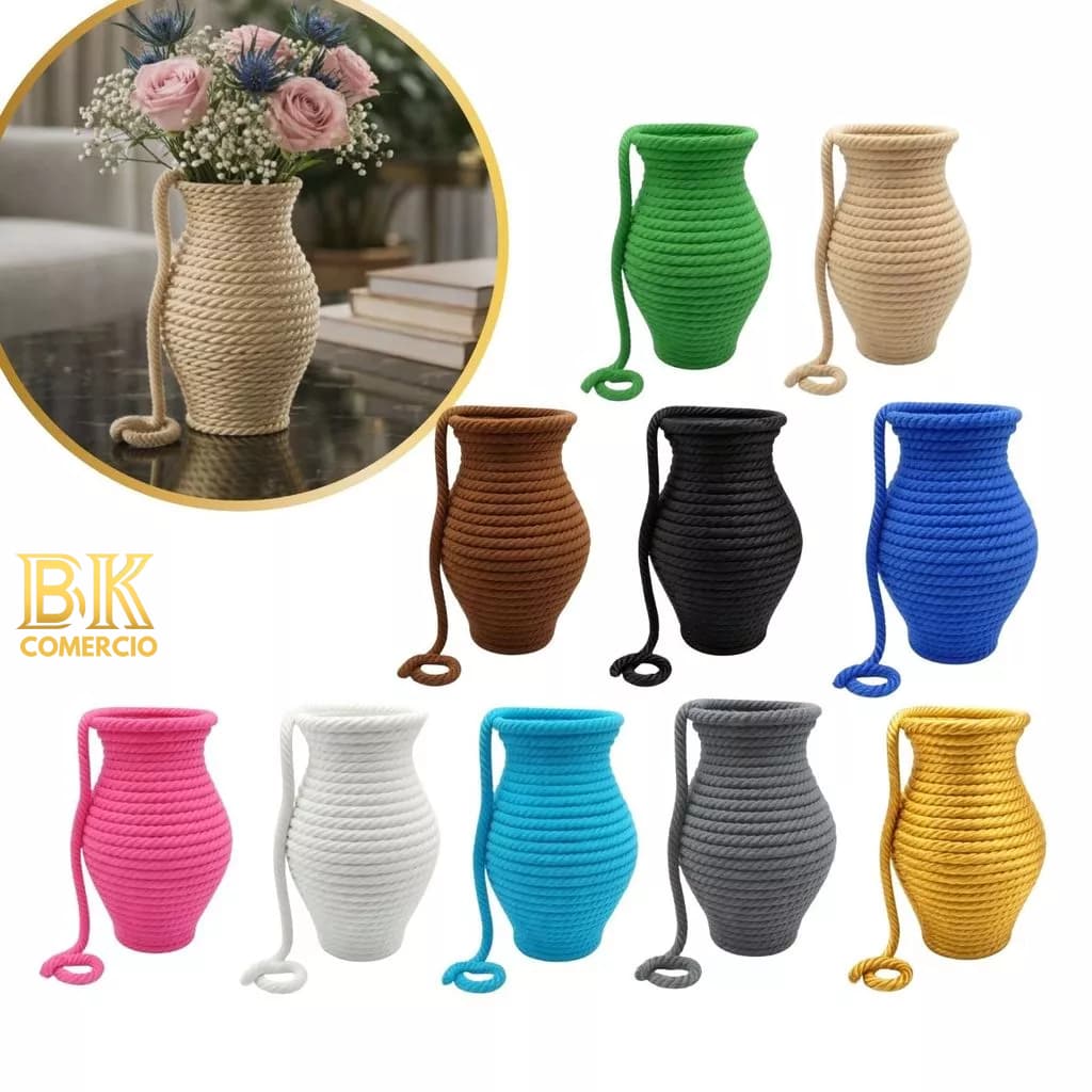 Vaso Decorativo Estilo Corda Boho Moderno para Sala
