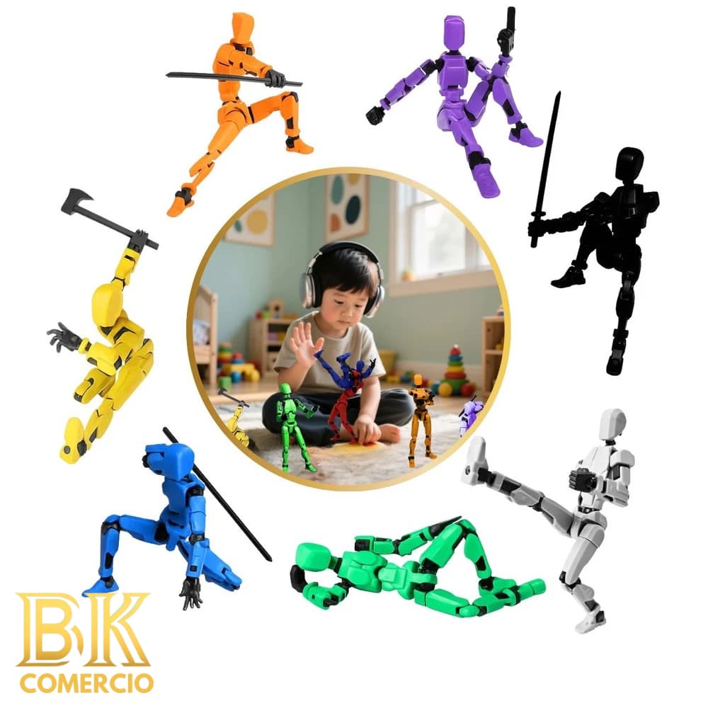 Boneco Dummy Articulado 3D Com Armas E Mão Extra Para Montar Action Figure Educativo Guerreiro