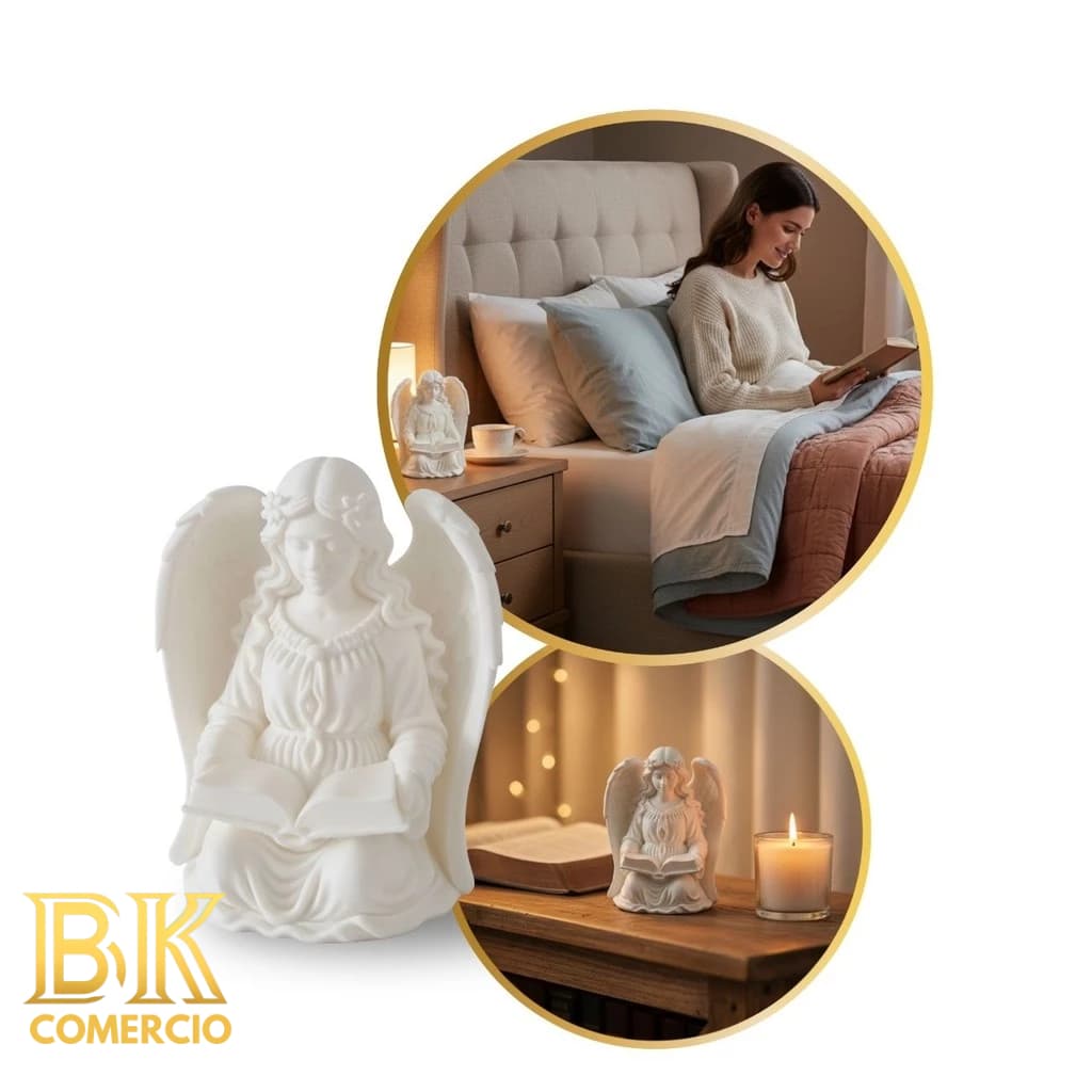 Escultura Anjo da Guarda Decorativo Branco Presente Enfeite