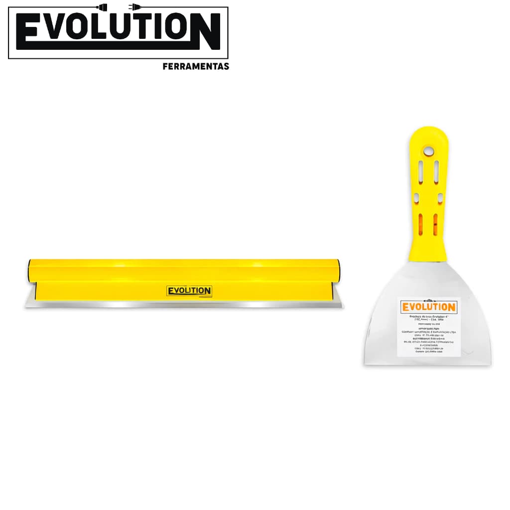 Evolution Desempenadeira Flexível + Espátula Ideal para Massa Corrida, Reboco e Acabamento