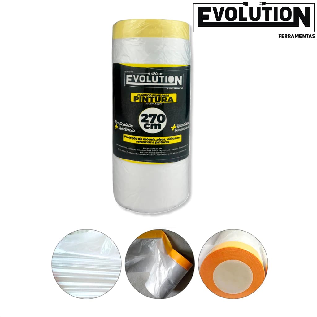 Protege Fácil Plástico Filme Evolution Para Pinturas e Obras 2,7m x 17m Alta Resistência Profissional