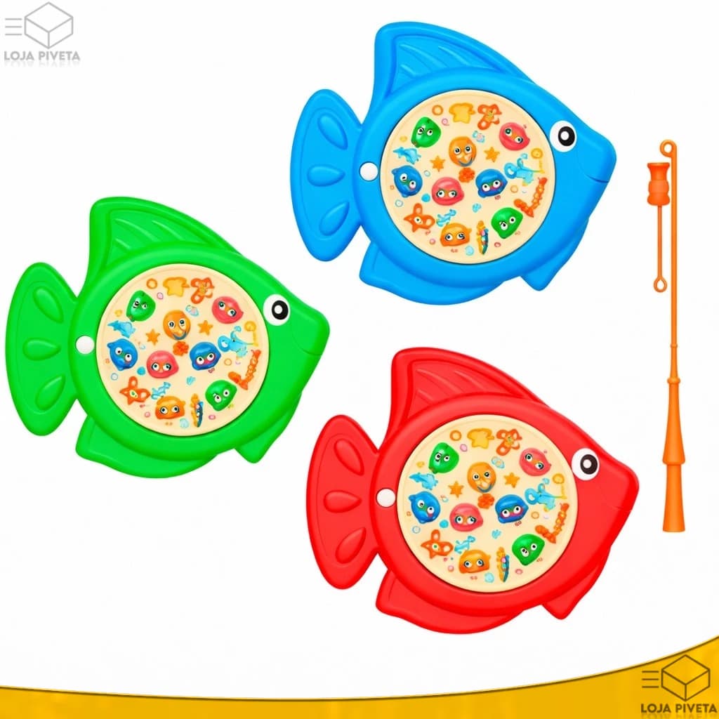 Brinquedo Pega Peixe Pescaria Com Vara de Pescar E Movimento Pesca Maluca Infantil Não Usa Pilha