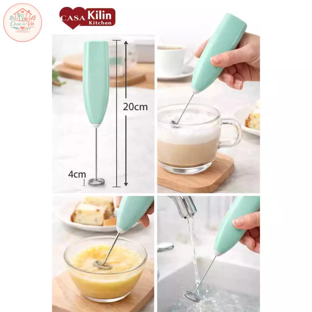 Mixer  Elétrico Portátil a Pilha Casa Kilin Kitchen - Espumador de Leite e Bebidas - Compacto