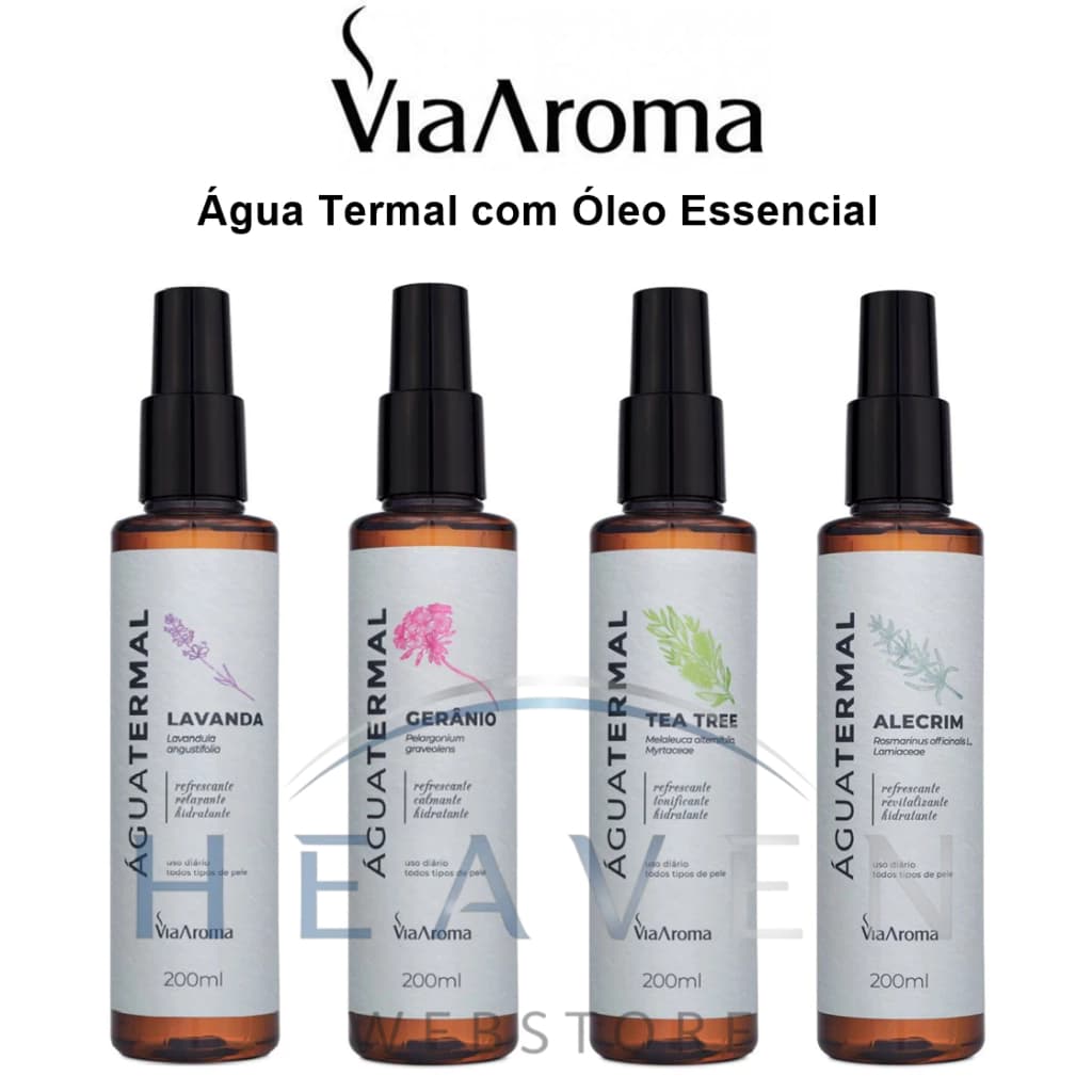 Agua Termal com Óleo Essencial Via Aroma - Lavanda / Malaleuca (Tea Tree)/ Alecrim / Gerânio - Escolha a sua