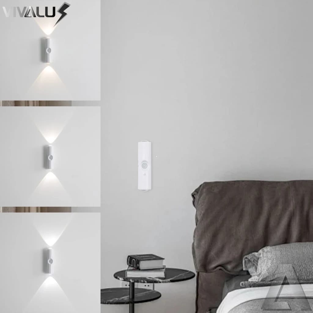 Luz Noturna Arandela De Parede Com Sensor Recarregável Lâmpada de Parede Magnética 2 Fachos LED