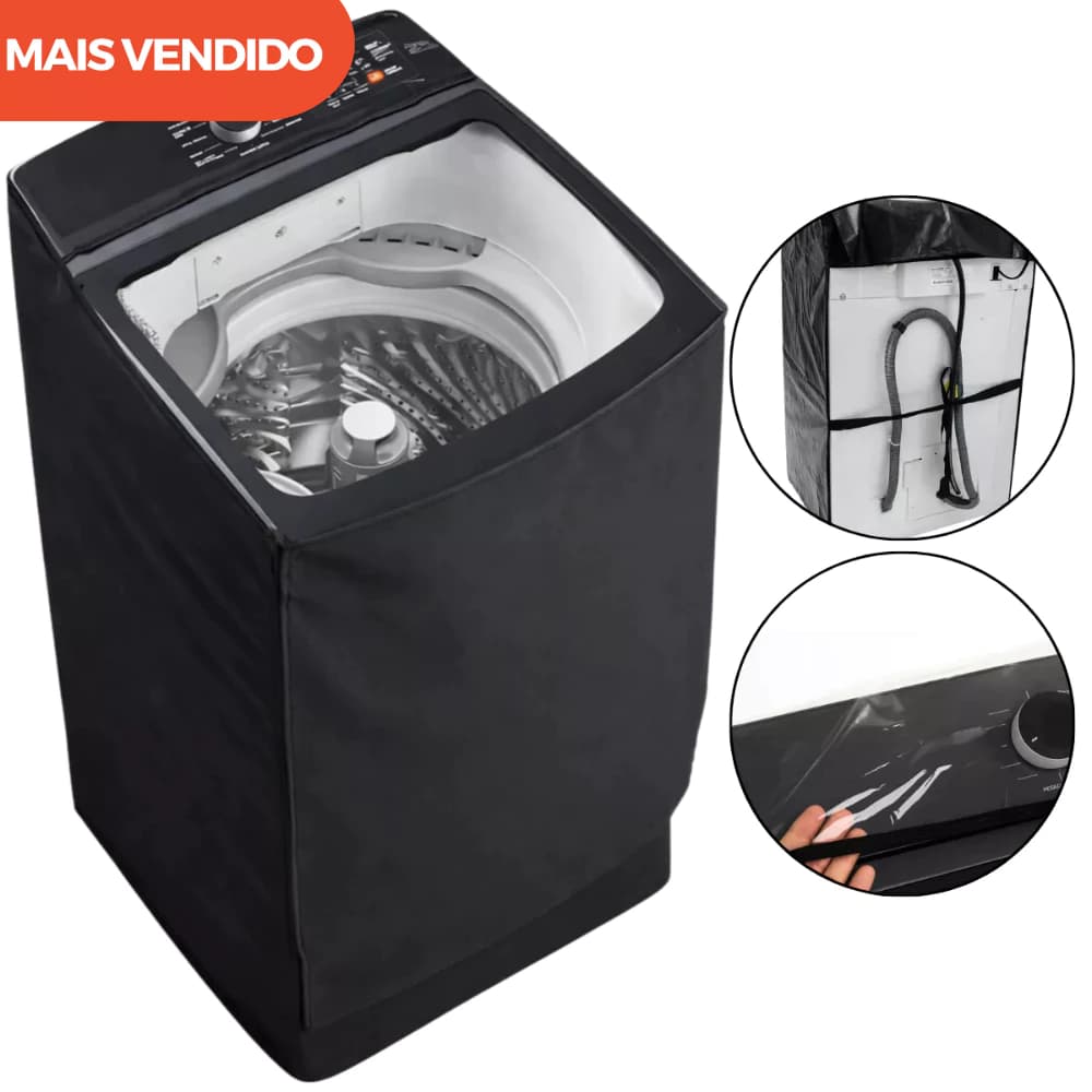 Capa Maquina Eletrolux Led Lev Lec Leh 15kg 17kg Ziper Impermeavel Reforçada Protetora Sol Chuva Poeira Maresia Sereno