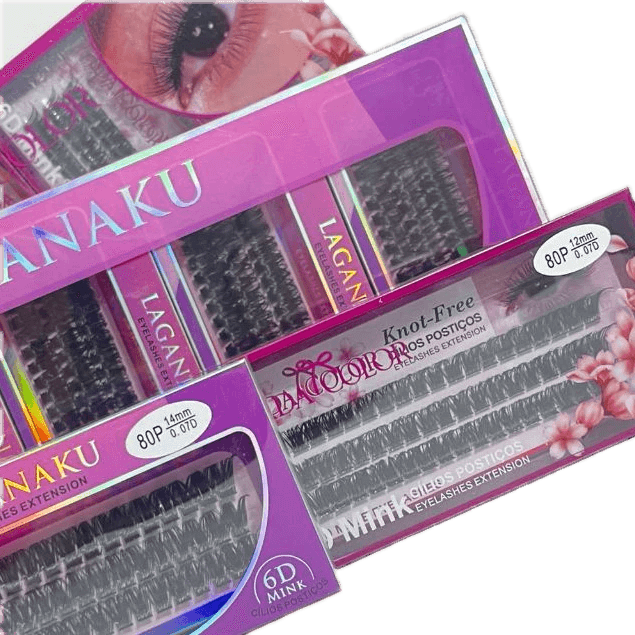 Cílios Tufos de seda Fada Color 80 pelos curvatura D