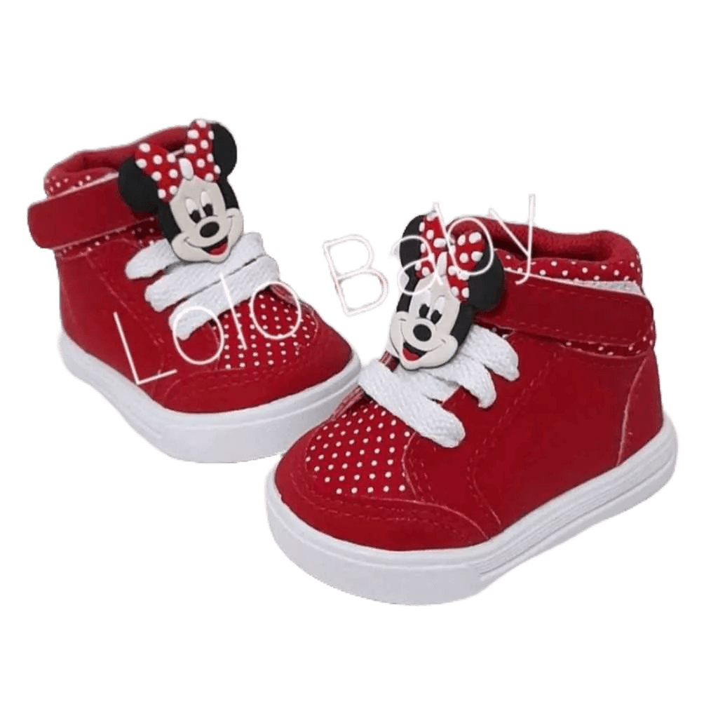 Tênis menina Botinha Minie Vermelho ou Rosa infantil bebê