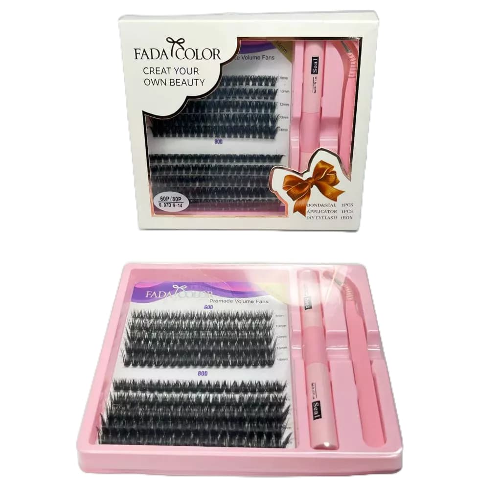 Kit extensão de cílios tufinho Lash iniciante FADA COLOR -MIX 9-14MM