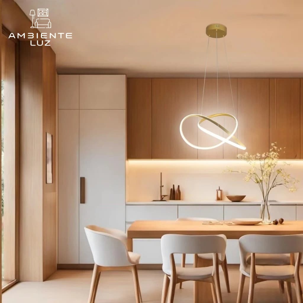 Lustre Pendente Led 50w Moderno 3 Em 1 Cor Luminária Lustre Para Sala Quarto Gold Dourado Luxo
