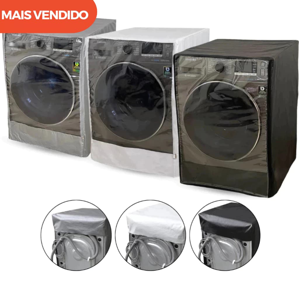 Capa Maquina Lava E Seca Samsung 11Kg Ziper Transparente Reforçado Corino Impermeavel