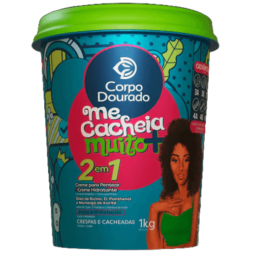 Creme 2 em 1 Me Cacheia Muito Corpo Dourado 1kg – Definição de Cachos, Hidratação e Controle de Frizz