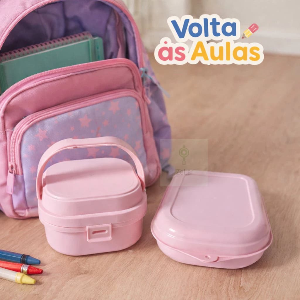 Marmita Com Divisória 660ml Infantil Escolar Com Sanduicheira Kit Infantil Economico - BPA Free Kids