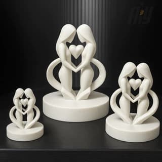 Mini Casal Loving Touch Duas Mulheres | Decoração LGBT+ Amor e Representatividade | Escultura 3D de Mesa