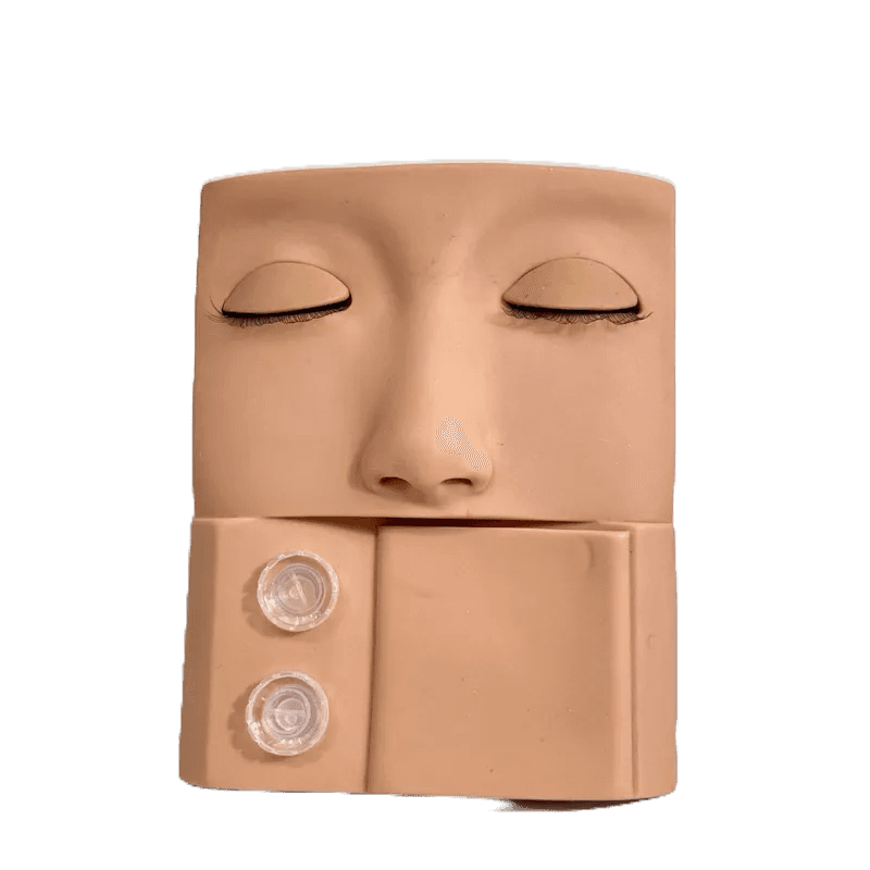 Cabeça com 10 pares cílios de treino -Boneco QUADRADO de treino para extensão/ placa de silicone