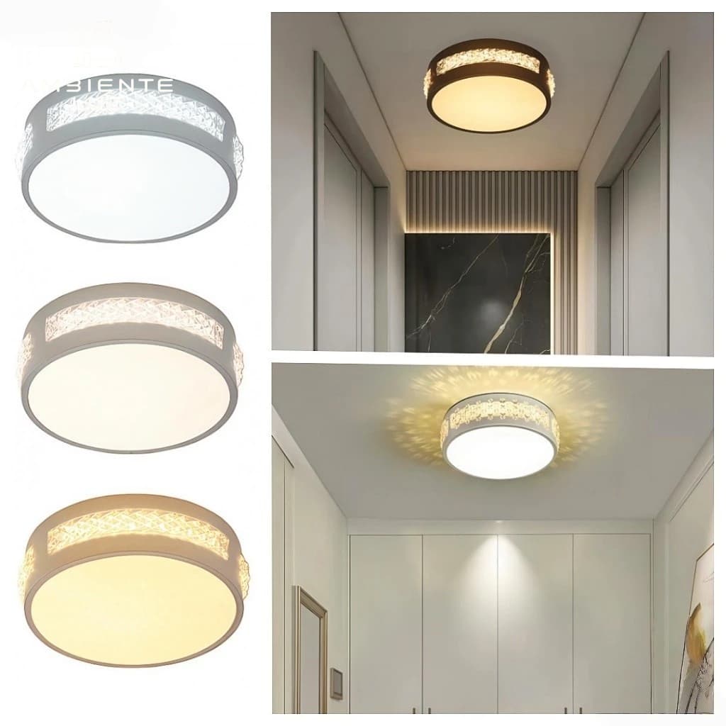 Luminária De Teto Plafon Led Moderna Lustre para Corredor Sala Quarto Cozinha 3 Cores Em 1 10W 16CM