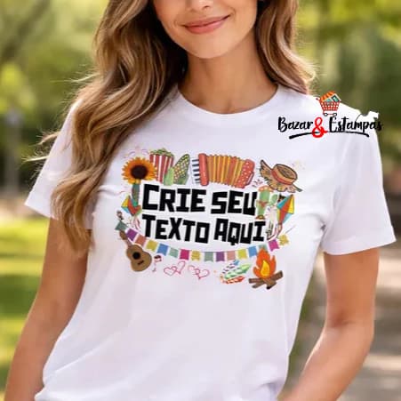1 Camiseta Arraiá em Família Amigos ou Empresa Festa Junina São João Info Via Chat a Palavra Unissex