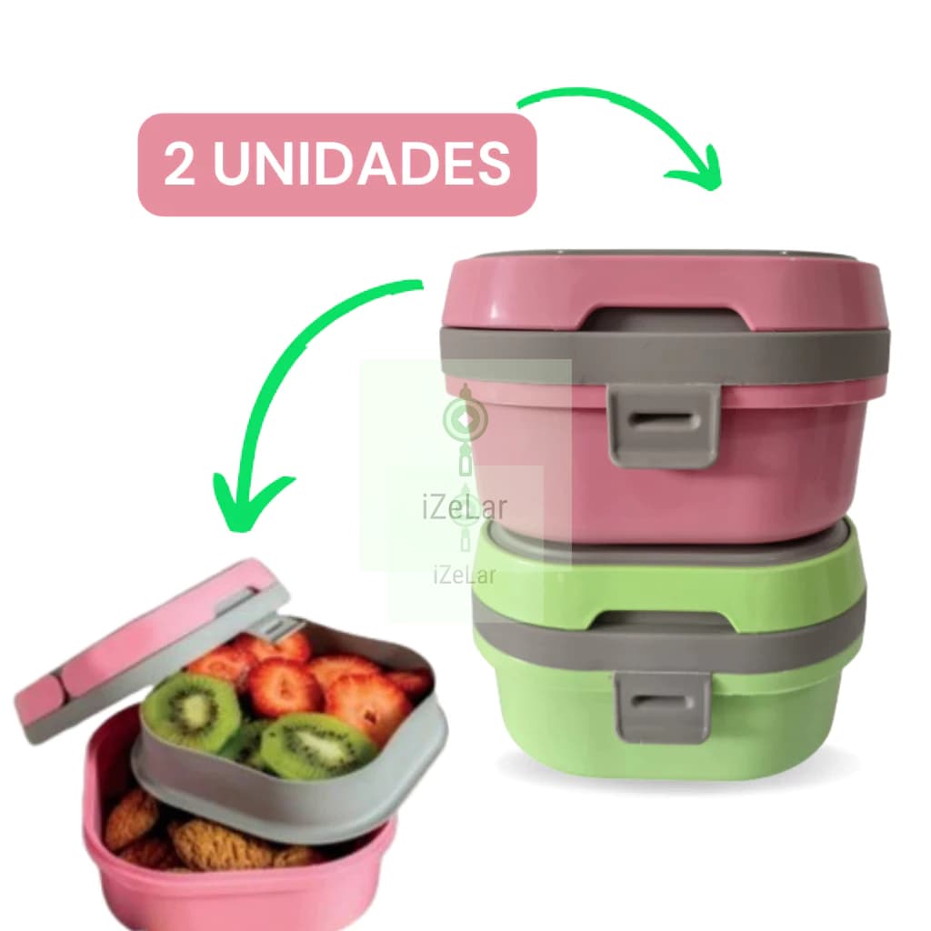 2 Marmita com Divisória 660ml Pote De Marmita Fitness Microondas Lancheira Infantil Dieta