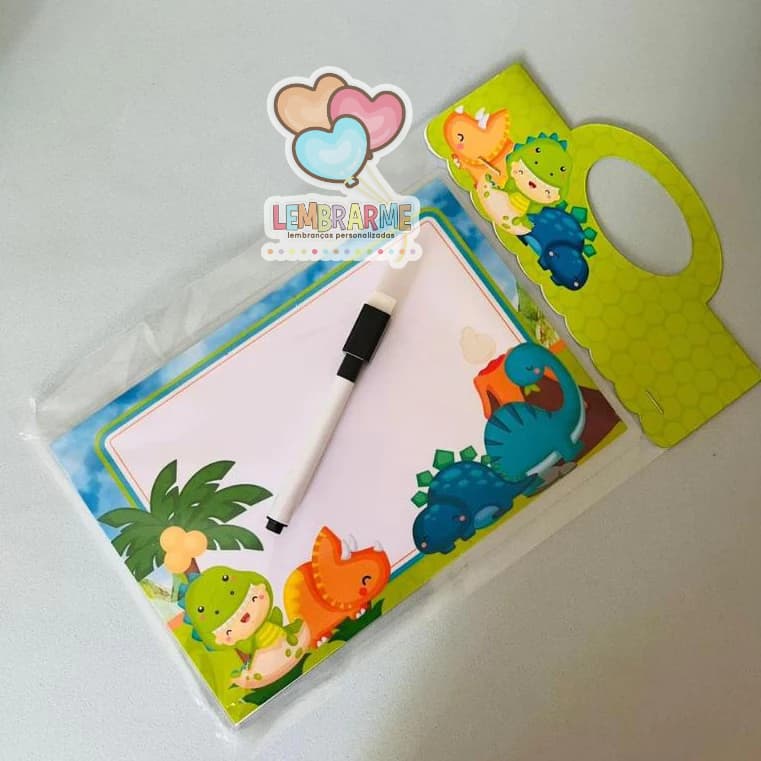 10 Lousa Mágica Dino Baby 3 em 1 Lembrancinha Personalizada - Fazemos todos os temas
