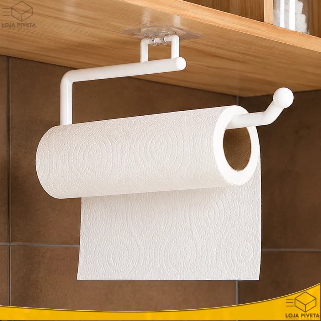Suporte Porta Papel Toalha Guardanapo Adesivo Gancho AutoColante Sem Furar Multiuso Cozinha Banheiro