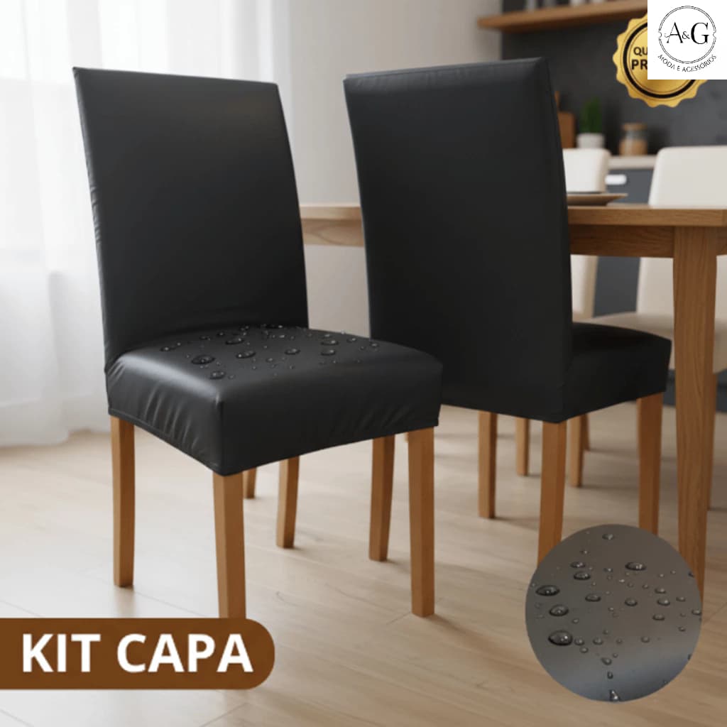 Kit Capa para Cadeira de Jantar À Prova D'água Impermeável Universal Couro Sintético
