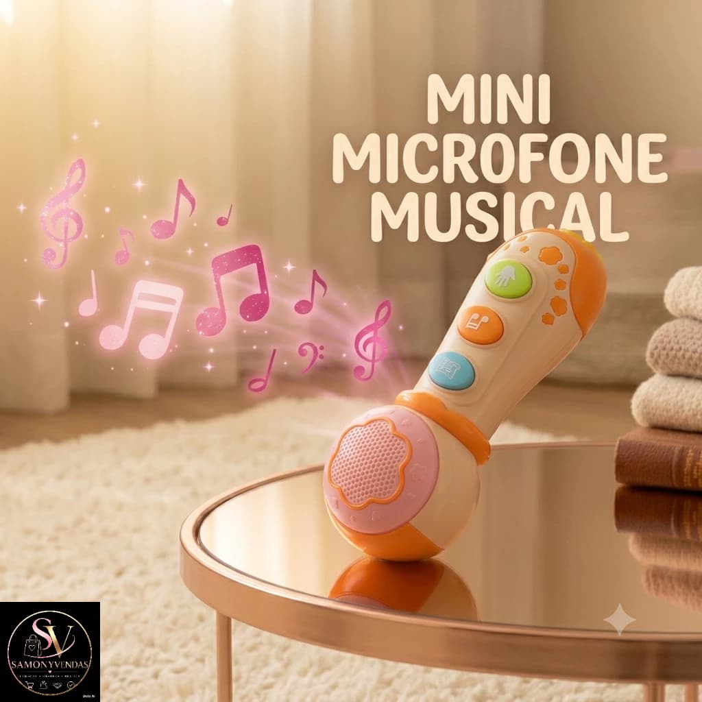 🎤✨  Microfone Musical Infantil Brinquedo Educativo Luzes e Sons para Bebês 🎁🚚 Envio Rápido
