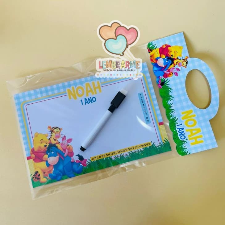 10 Lousa Mágica Ursinho Pooh 3 em 1 Lembrancinha Personalizada - Fazemos todos os temas