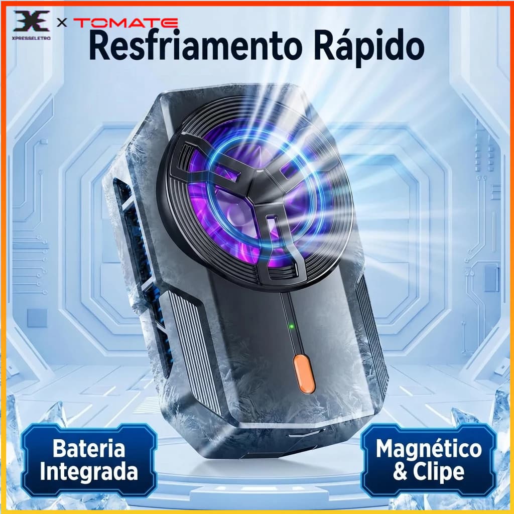 Tomate MSR-718 Cooler para Celular Gamer Semicondutor com Bateria Magnético Clip RGB Compatível iOS Android