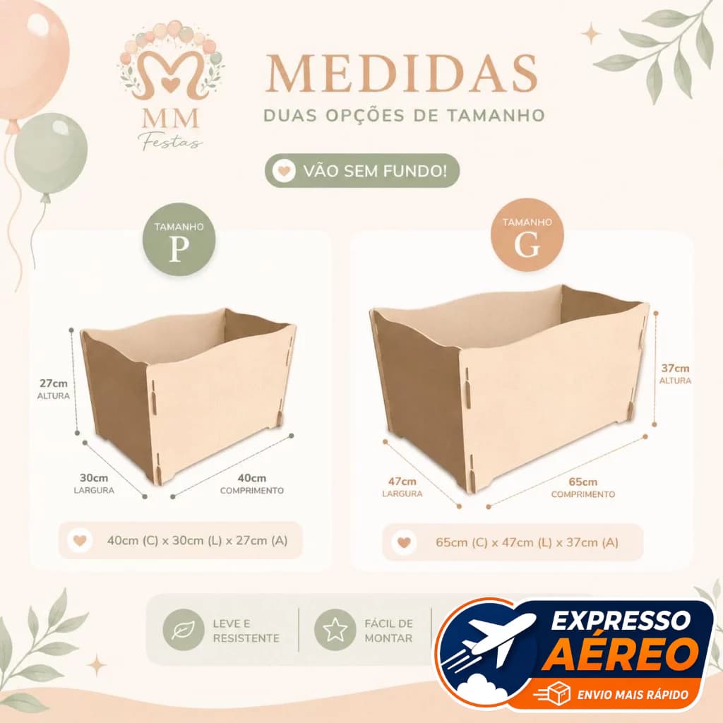 Caixa Porta Presentes MDF Provençal para Decoração de Mesa de Festa Aniversário Vários Modelos