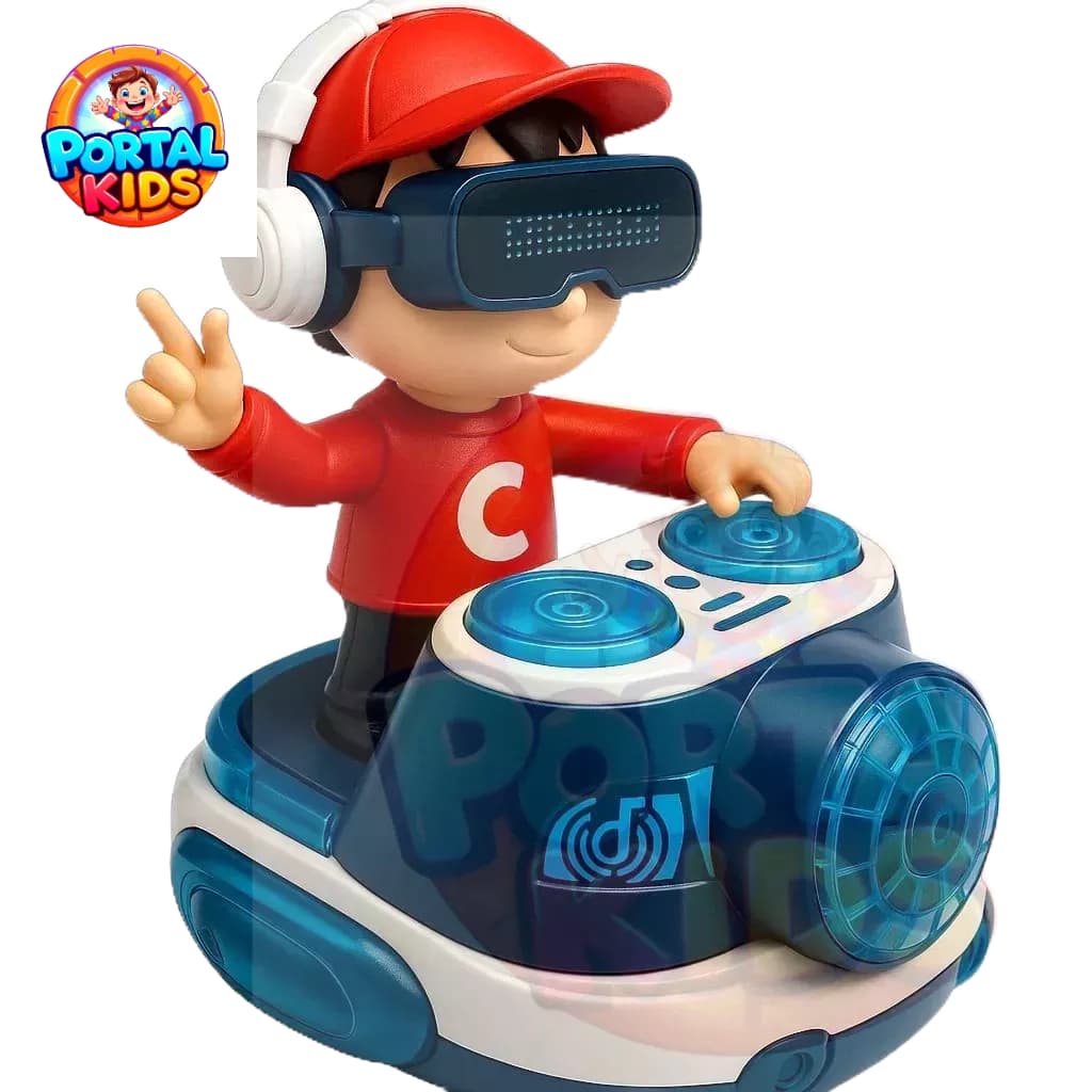 Boneco divertido DJ musical balada anda e toca musicas
