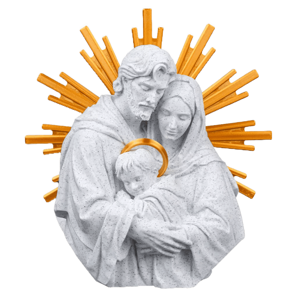 Estátua Religiosa Família Sagrada De Mesa Sacra Decorativa 18cm
