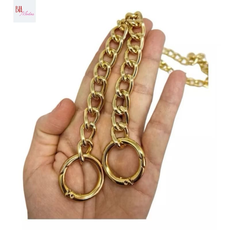 Corrente Lisa para a Alça de Bolsa de Crochê com Argola Articulada Mosquetão