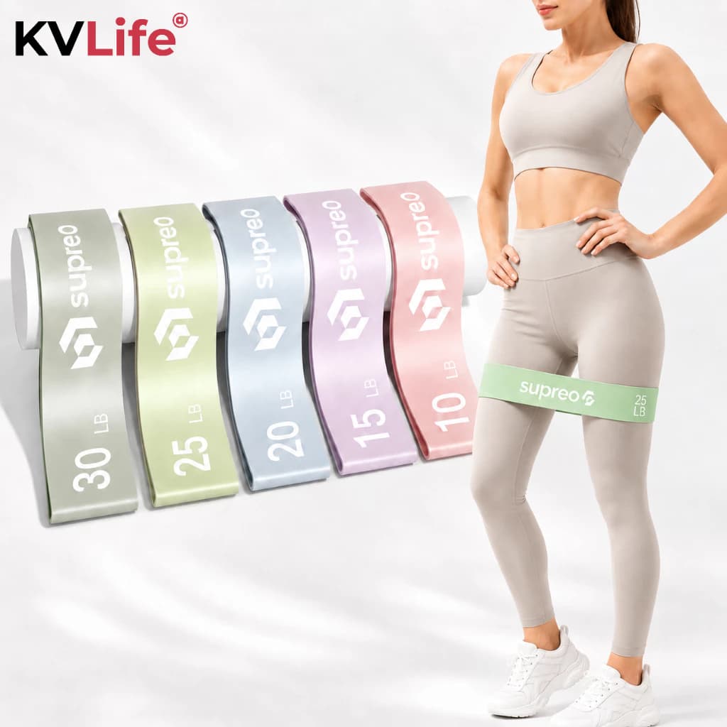 KVLife  Kit 5 Mini Band Faixas Elásticas de Resistência Treino Yoga Pilates Academia Crossfit Glúteos Fisioterapia