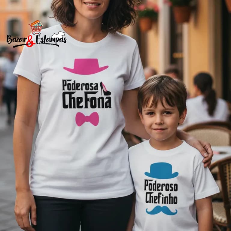 2 Camisetas Poderoso Chefinho e Poderosa Chefona Presente Dia das Mães Tal Mãe Tal Filho