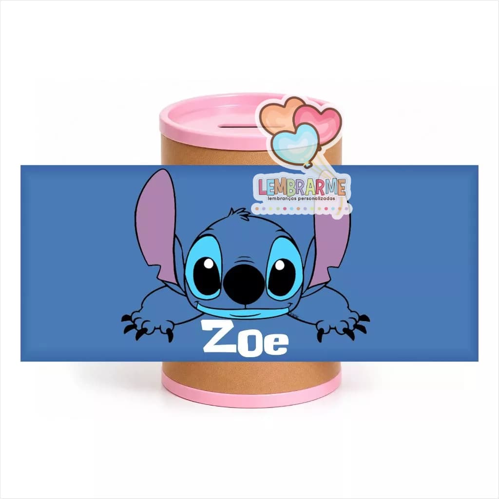 Kit Rótulo Cofrinho Personalizado Stitch para Lembrancinha de Aniversário