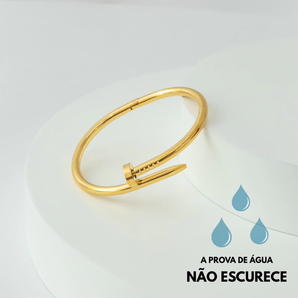 Bracelete Dourado Prego Aço Inoxidável Feminino Luxo Elegante Joia Minimalista Versátil Casual