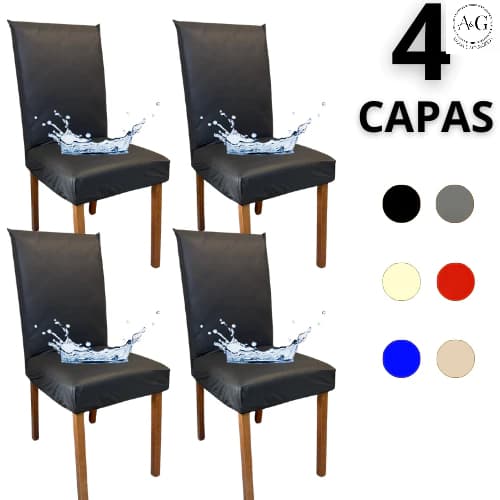 KIT 4 Capas de Cadeira Jantar Encaixe Perfeito 100% Impermeável Couro Várias Cores