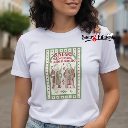 1 Camiseta São Cosme e São Damião Unissex Camisa Religiosa Festa Santos Católica Infantil e Adulto