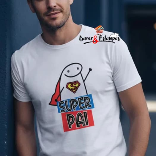 Camiseta Dia Dos Pais Bonequinho Flork Super Pai  Presente para Papai