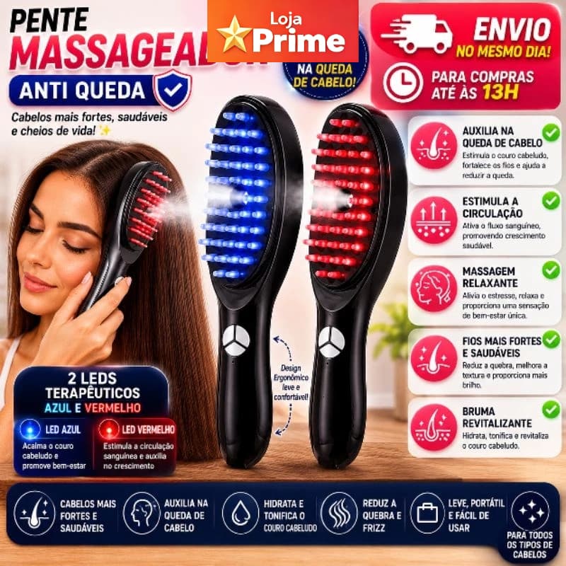 Escova de massagem e cuidado capilar laser 4 em 1 – estimula o crescimento do cabelo e reduz a queda