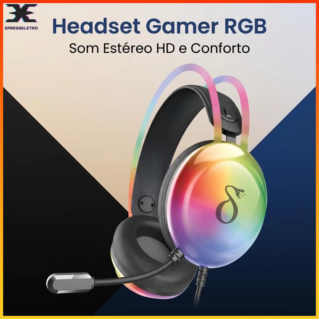DELTA-F4132 Headset Gamer RGB LED com Microfone Som Estéreo P2 USB para PC Notebook Console