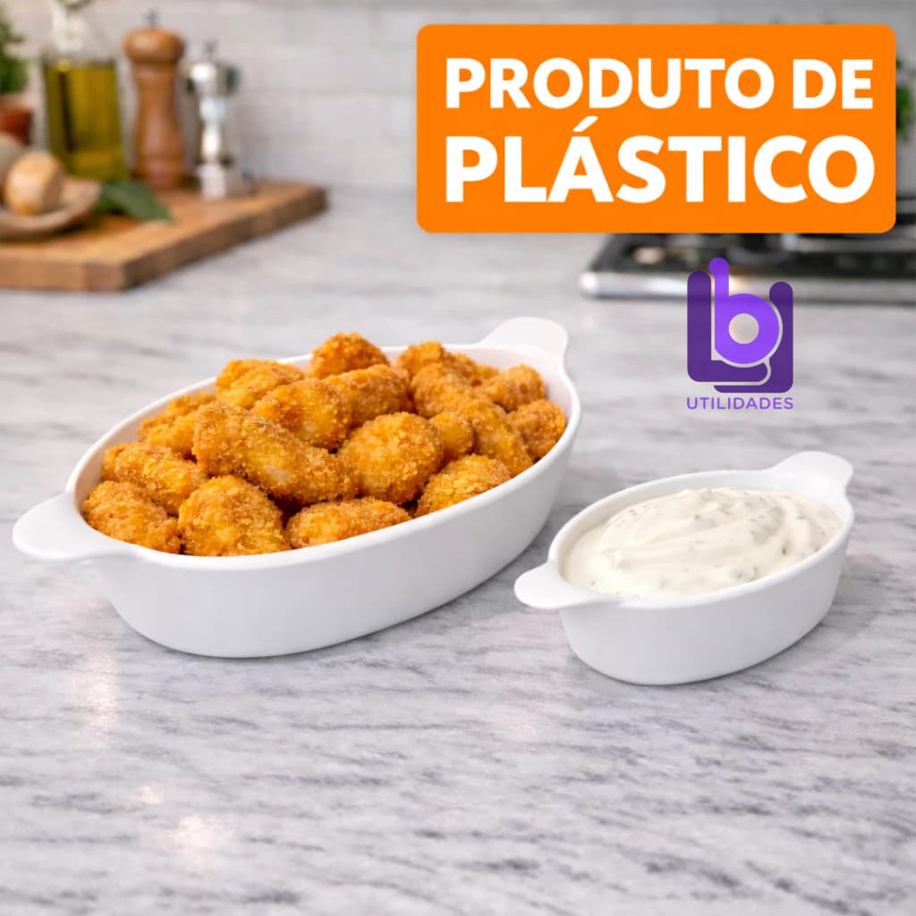 Kit 10 Petisqueiras Canoa Grande + 5 Canoa Pequena Plástico Branco Molhos Petiscos Amendoim