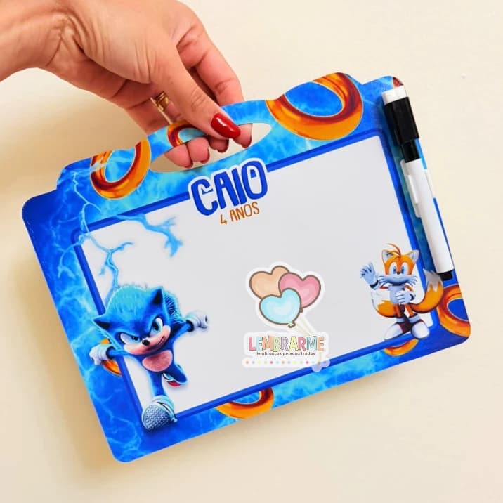 Kit 10 Lousa Mágica Cartonada Soniic Personalizada Com Caneta Fazemos Qualquer Tema
