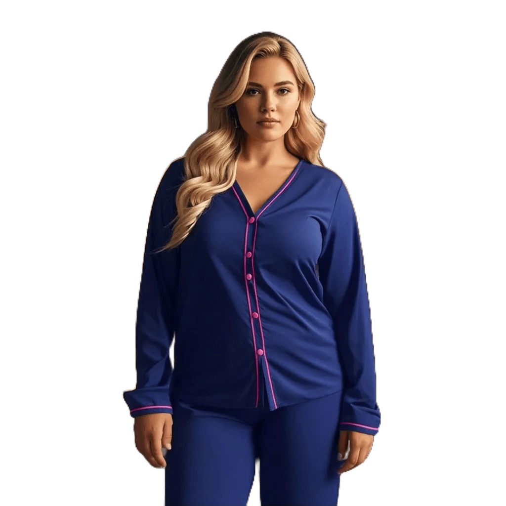 Pijama Plus Size Americano Amamentação com Botões Pós Parto em malha