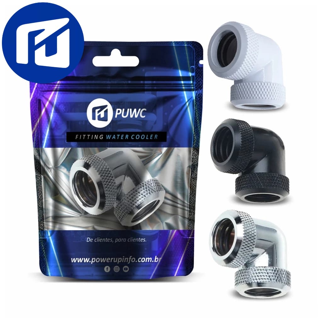 Fitting Curva 90 Graus Tubo Rigido 14mm Water Cooler Custom - Rosca G1/4