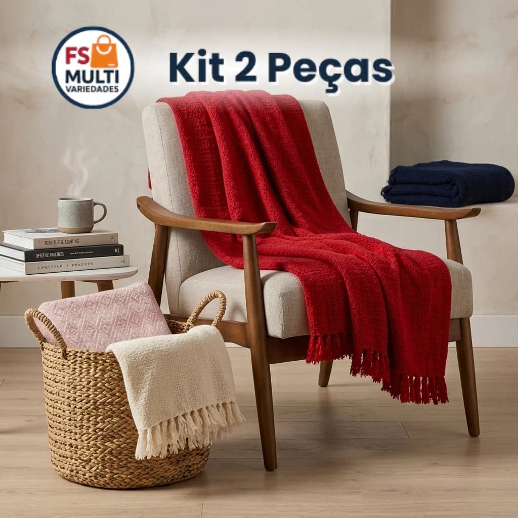 Kit 2 Mantas Para Sofá Luxo Gigante 170x230 Tipo Capa De Sofá Protetora