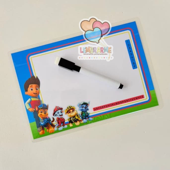 Kit Lousa Mágica Patrulha Canina 2 em 1 Lembrancinha - FAZEMOS TODOS OS TEMAS