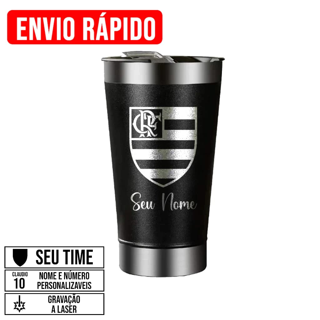 ⚡ Copo Térmico Personalizado FLAMENGO Gravado a Laser – Alta Durabilidade e Estilo! ⚡