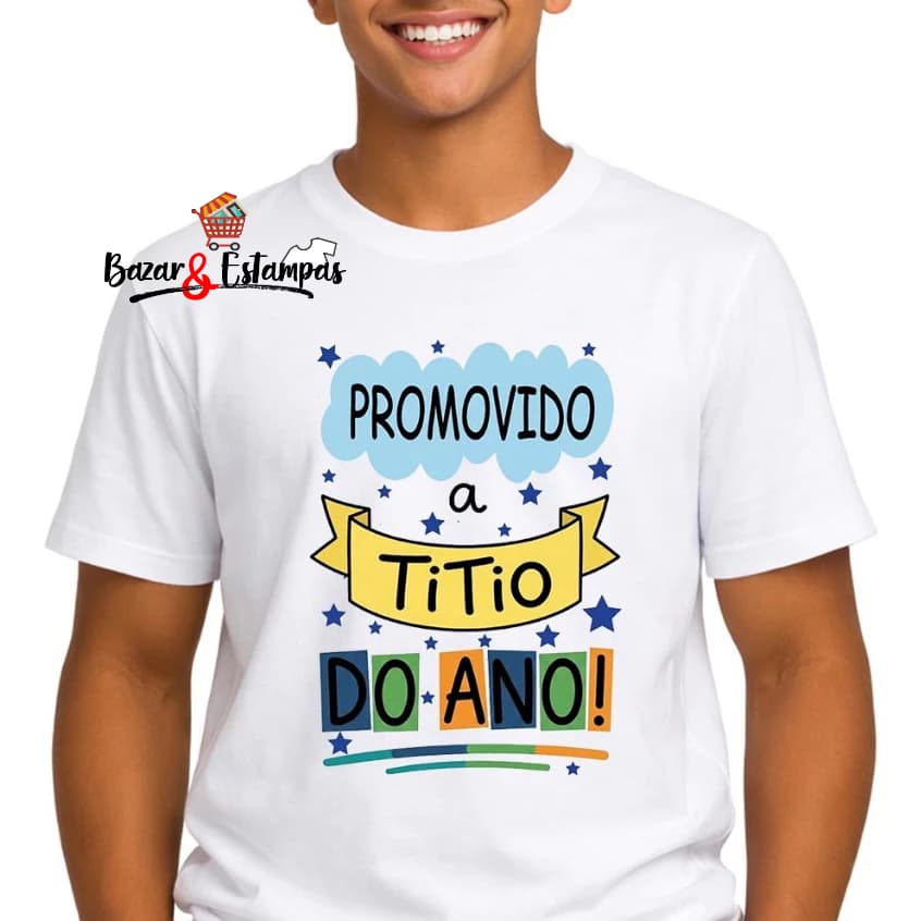 1 Camiseta Promovido a Titio do Ano Camisa Tio Presente Homenagem color