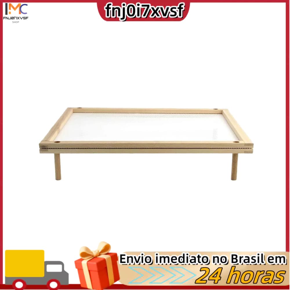 Escorredor de macarrão dobrável, secador de macarrão caseiro, em madeira natural com 4 varetas de base individuais.